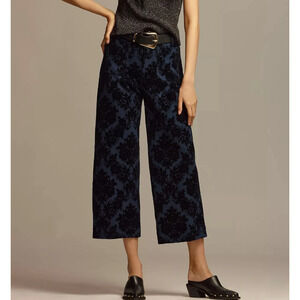 Maeve x Anthropologie Colette Cropped Wide Leg Trouser Womens Size 26 Blue Black